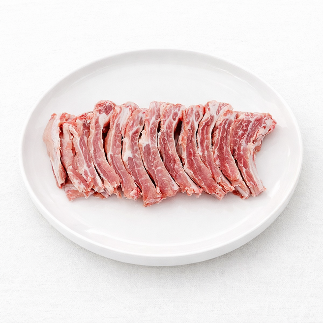 국내산 한돈 손질 냉장 돼지 생등갈비 근막제거 찜용 쪽갈비 폭립 로인립 구이, 500g, 1