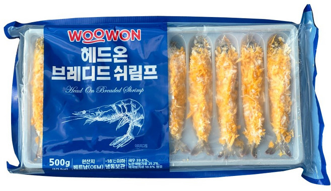 왕새우튀김 빵새우(50g 10미) 빵가루새우, 500g, 10개