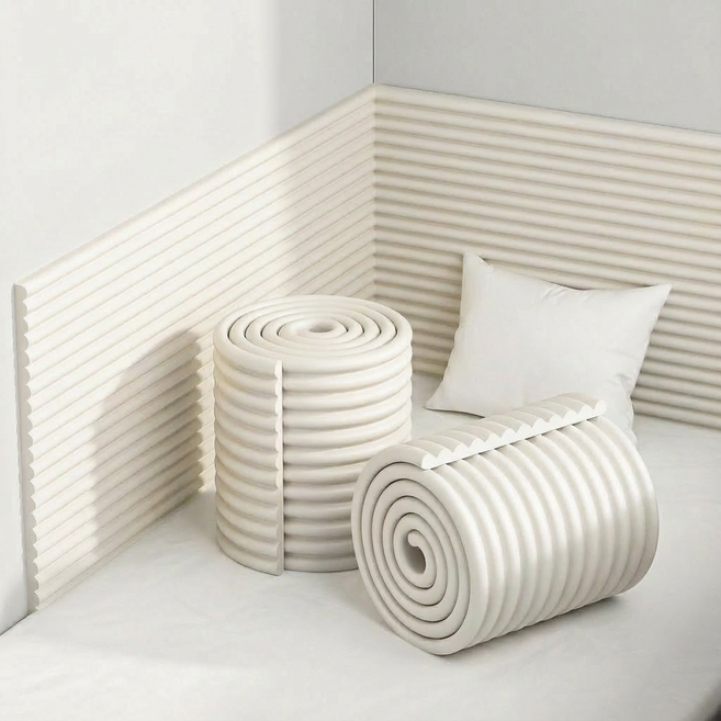 MZ생활 벽 매트 쿠션 가드 기둥 모서리 보호대 와이드 W형 충돌방지 안전가드 바닥 계단 매트 미끄럼방지 충격흡수 코너보호대, 1개, 화이트