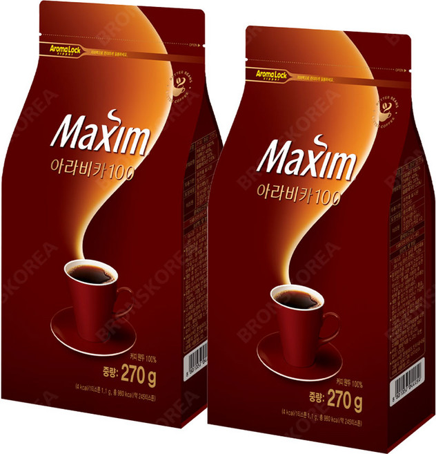 맥심 아라비카 100 리필 블랙 알커피, 270g, 1개입, 2개