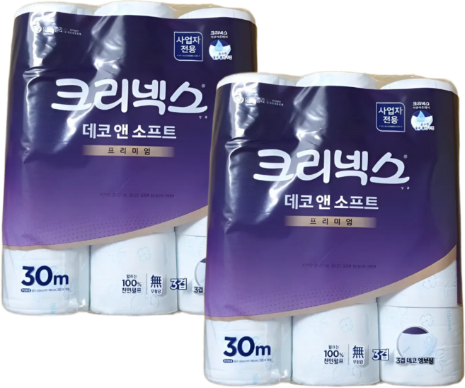 데코앤소프트 3겹 두루마리 화장지 30M 24롤X2팩 무향, 크리넥스 데코앤소프트 3겹 두루마리 화장지 30M 24