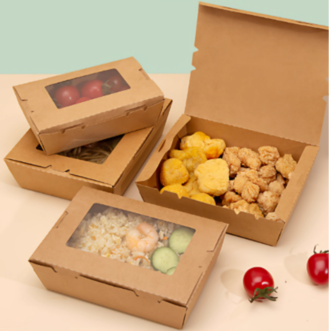 크라프트 투명창 도시락 일회용 김밥 샐러드 도시락 용기 K700, 1개, 10개입