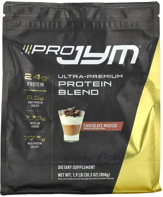 JYM Supplement Science Pro JYM 울트라 프리미엄 단백질 혼합물 초콜릿 무스 858g(1.9lb) Science (JYM 서플리먼트 사이언스), 1개, 858g - 쿠팡