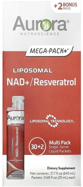 오로라 뉴트라사이언스 리포소말 NAD+ 레스베라트롤 20 ml x 32 Aurora Nutrascience Liposomal NAD+/Resveratrol 32정, 1개 - 쿠팡