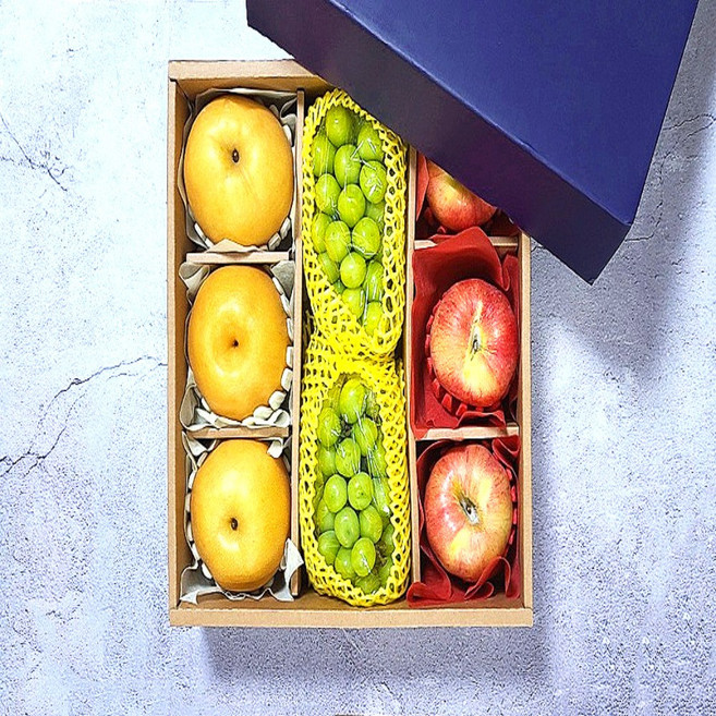 땡구네밥상 프리미엄 제철과일 혼합 고급 과일선물세트 고당도 사과배 + 샤인머스켓 선물포장 명절 추석 설 선물, 1세트