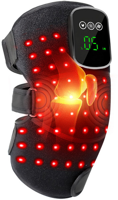 Richday 리치데이 660nm+850nm 적외선 레드 라이트 온열 진동 안마 무릎 팔꿈치 3 in 1 보호대, 블랙, Richday-적외선 온열 안마 무릎 보호대