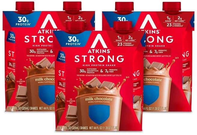 Atkins 앳킨스 스트롱 하이 프로틴 쉐이크 밀크초콜릿 미국 직배송 325ml 12개입 - 쿠팡