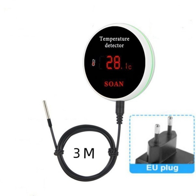 wifi 온도 Tuya WiFi 온도 센서 1M3M 프로브 디지털 LCD 화면 냉장고 용 스마트 라이프 온도계 워터 풀 조절기 원격 알람, [05] EU Plug-3M