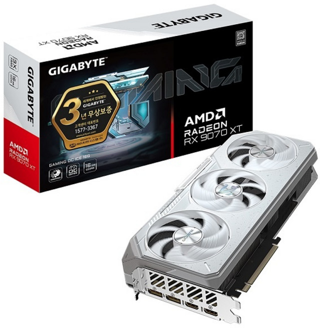 기가바이트 GIGABYTE 라데온 RX 9070 XT Gaming OC ICE D6 16GB 제이씨현