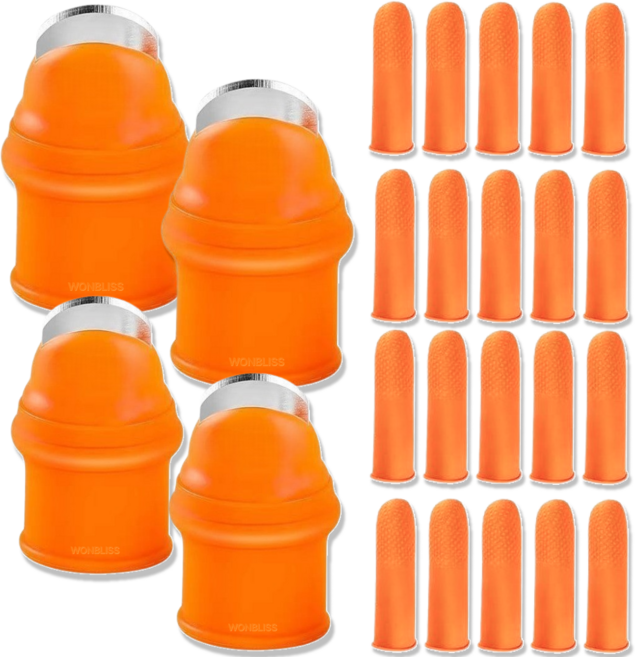 원블리스 마늘 까기 도구 골무 엄지칼, 주황, 4개