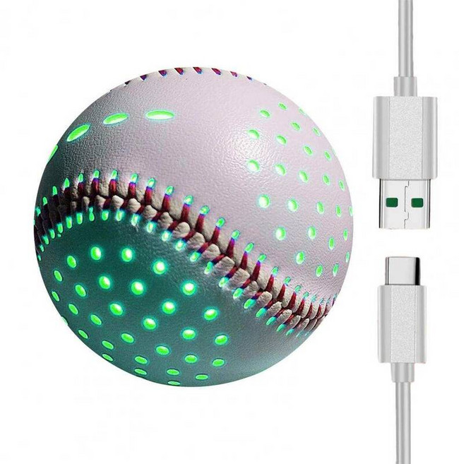 야구공 케이스 야구용 다채로운 LED 조명 빛나는 금형 인조 가죽 완벽한 무게추 충전식 연습 야구 장난감 6 가지 색상 2, White, 1개
