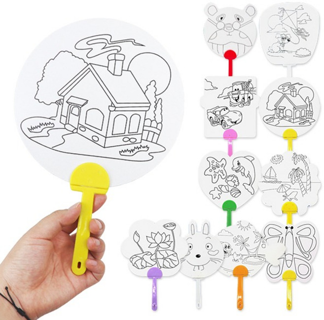 (KO) 밑그림 종이부채 랜덤 1개