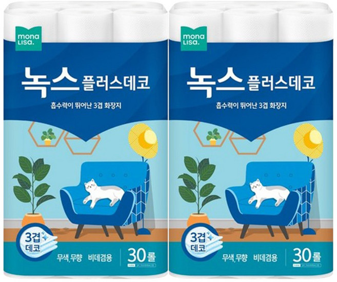 모나리자 스마트데코 27m 30롤 롤화장지, 2개
