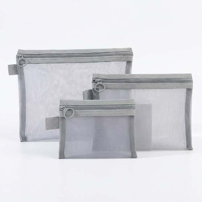 스토리팩토리 휴대용 메쉬 지퍼 파우치 3종