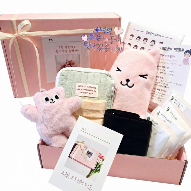 리나감성 초경선물세트 A 딸 첫생리선물 첫월경 초경 토퍼 초등 주니어 위생팬티 생리 팬티 선물박스