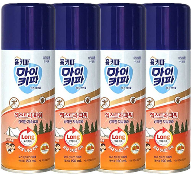 홈키파 마이키파 모기 진드기 벌레 기피제 - 엑스트라 파워 에어졸 150mlx4개, 4개, 150ml