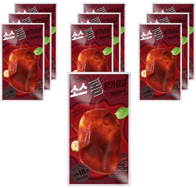 [랭킹닭컴] 맛있닭 소스 통 닭가슴살 매콤바베큐, 100g, 10개