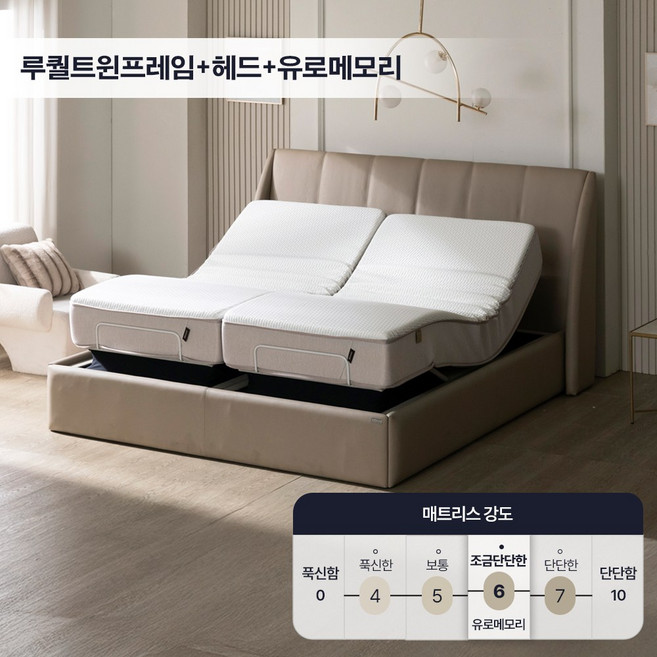 오키멧 루퀄 트윈 모션베드 전동침대 프레임 헤드보드 매트리스 세트 리클라이너 모션침대, 04. 루퀄트윈프레임+헤드+유로메모리