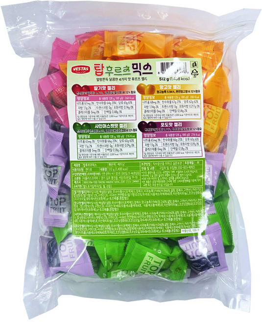 탑후르츠 믹스 젤리 512gx10개1BOX, 10개, 512g