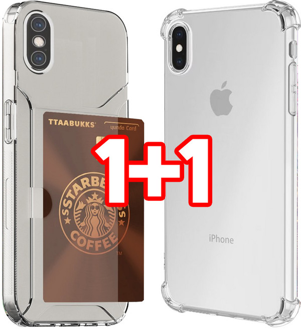 벌크온 1+1 아이폰 X XS XR MAX 카드 수납 슬라이드 케이스 + 투명 범퍼 케이스