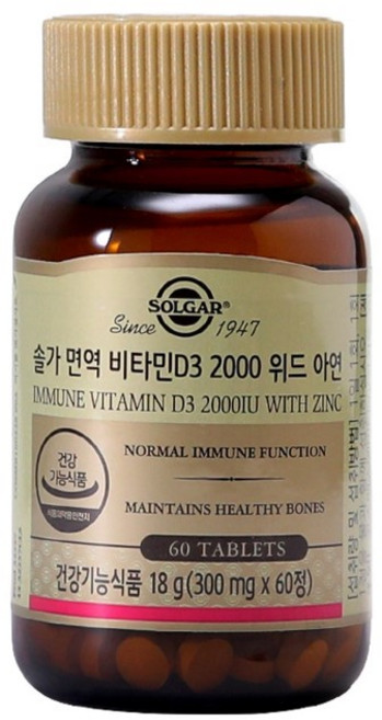 솔가 면역 비타민 D3 2000 위드 아연, 60정, 4개