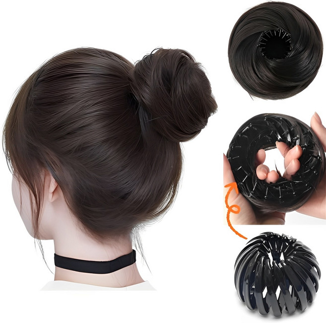 웨젼 풍성한 똥머리 가발 볼륨 올림머리, 1개, 네추럴블랙