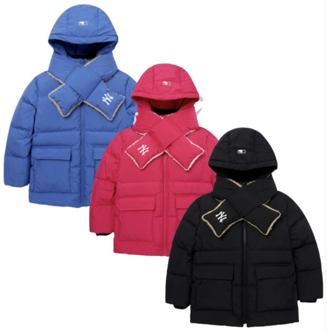 [MLB정품 ]엠엘비 구스베이직 넥워머패딩 7ADJ00216 블루 핑크 남여공용( 키즈부터 주니어까지 싸이즈 잇음)