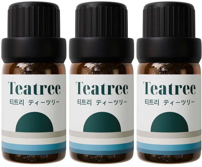 1+1+1 천연 유기농 아로마오일 에센셜오일, 유기농 티트리오일, 10ml, 3개