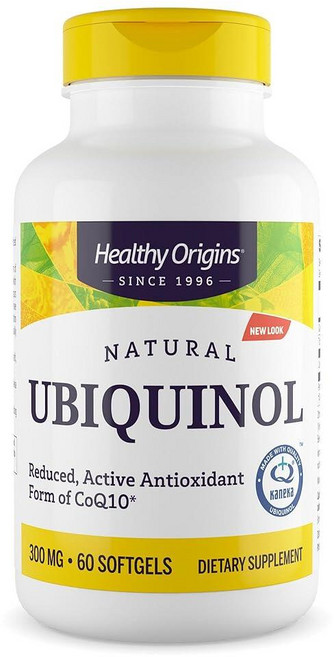 Healthy Origins Ubiquinol (CoQ10의 활성 형태) 300mg - CoQ10의 활성화 형태 심장 건강 및 항산화 지원을 위한 Kaneka 유비퀴놀 보충제, 1개, 60