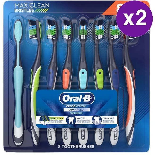 오랄비 오랄비 크로스 액션 어드벤스 맥스 클린 칫솔 Oral-B Oral-B Cross Action Toothbrush Max Clean, 2개 - 쿠팡