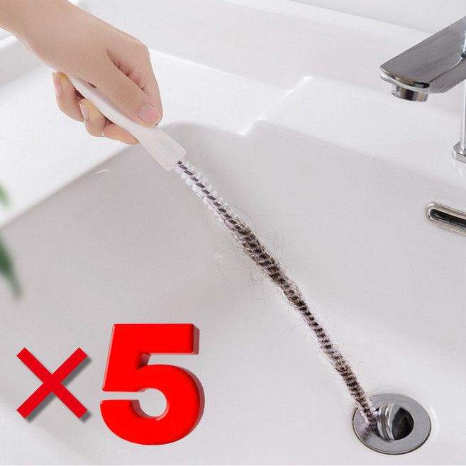 피앤도제 머리카락 제거 배수구 배관 청소 솔, 5개