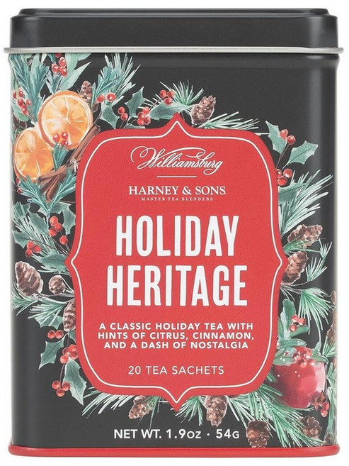 Harney Sons Holiday Heritage Colonial Williamsburg Blend | 따뜻한 사과 계피 오렌지 껍질이 들어 홍차 20개 1팩 161789, Harney & Sons Holiday Heritage, 20 Count (Pack of 1)