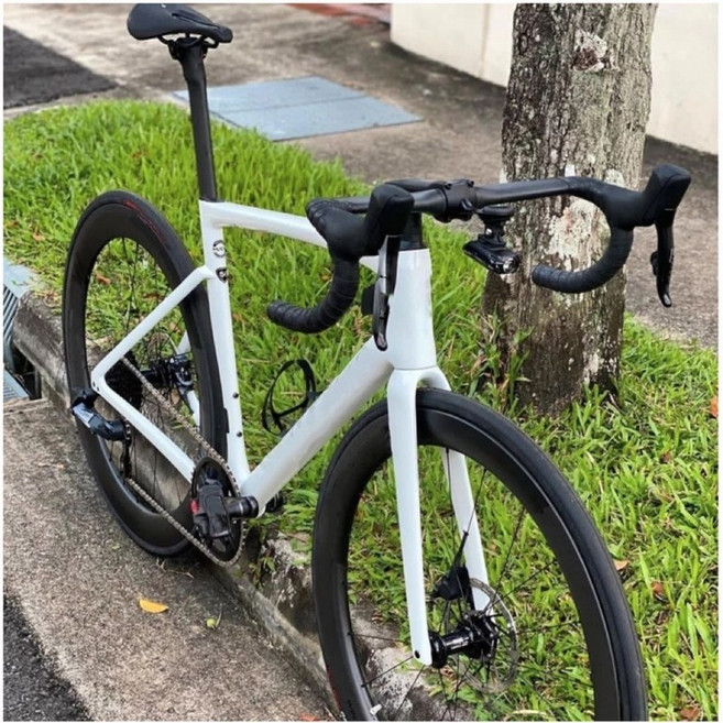 sl7 frameset carbon road bike frame 초경량 펄 화이트 광택 코팅 스레드 bb for fit both di2 group 700c, 포크, 1개