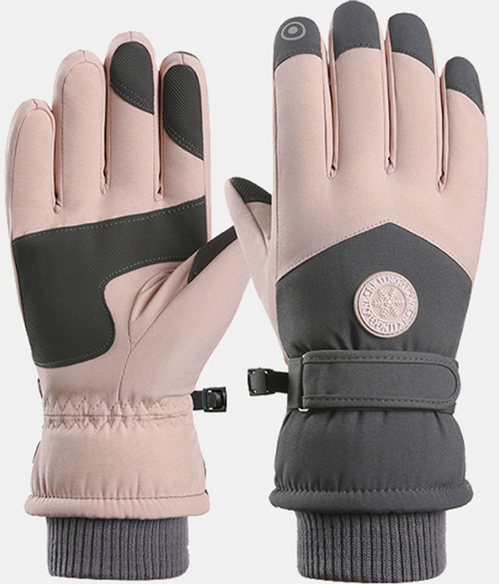 Oceansunfish 남녀공용 방풍 방수 커플 스키 장갑 (색상별 사이즈 상이), 딥 그레이 + 핑크, 1개