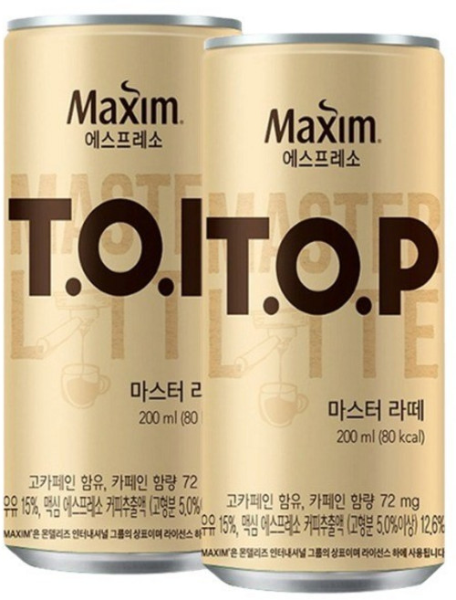 동서 맥심 티오피 TOP 200ml 36캔 캔커피, 마스터라떼