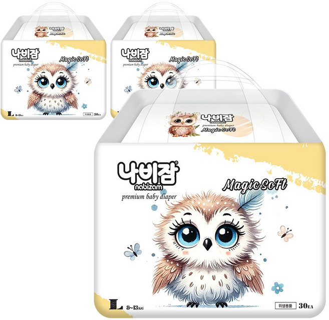 나비잠 매직소프트 팬티형 기저귀 남여공용, 대형(L), 90매