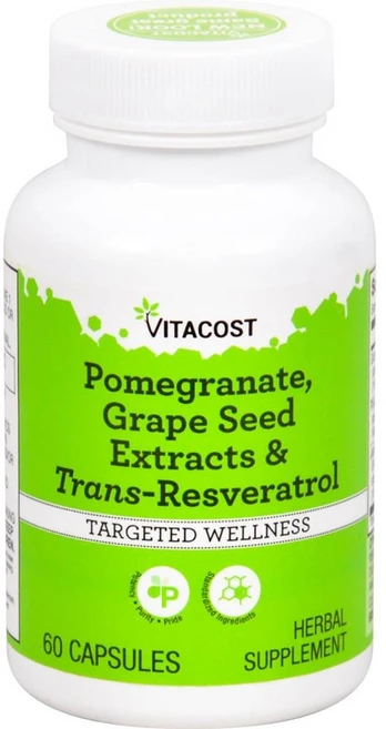 Vitacost Pomegranate Grape Seed Extracts & Trans-Resveratrol -- 60 Capsules, 1개, 60정 - 쿠팡