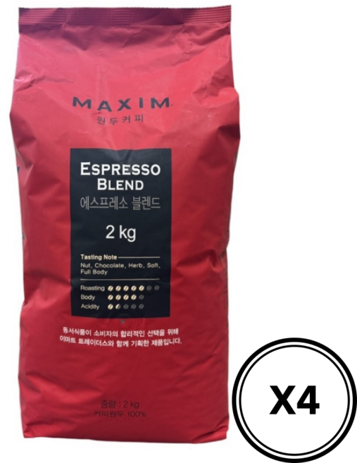 맥심 원두커피 에스프레소 블렌드 2kg, 4개