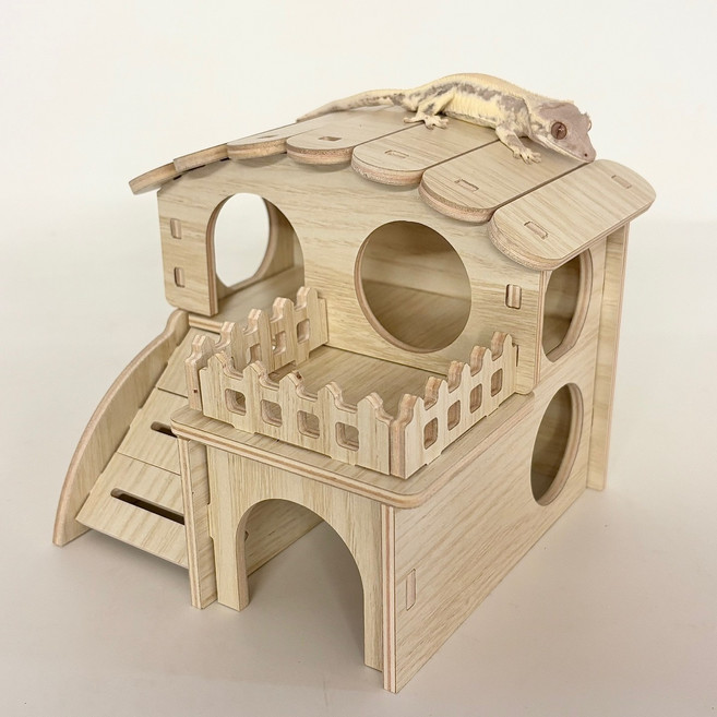 크레스티드게코 은신처 나무집 캐슬우드 은신처, 1개, 우드