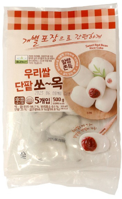 칠갑농산 우리쌀 단팥 쏘옥 떡, 4개, 500g