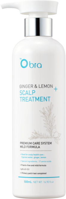 오브라 진저 앤 레몬 트리트먼트 500ml 두피팩겸용 두피케어 트리트먼트 두피쿨링린스, 1개