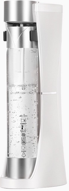 免插電氣泡水機 手壓式蘇打水機 1公升大容量 可調排氣 分體清洗設計, 白