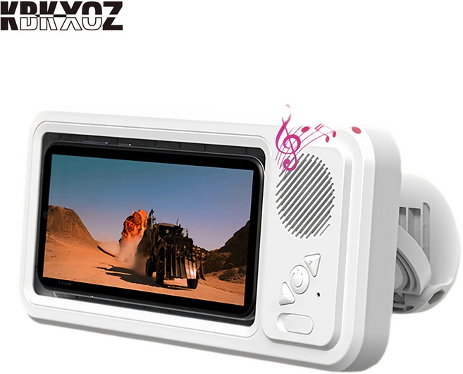 KBKXOZ 욕실 방수 휴대폰 거치대 / 블루투스 스피커 내장 / 360도 회전 각도조절/터치스크린 지원, 1개, 흰색