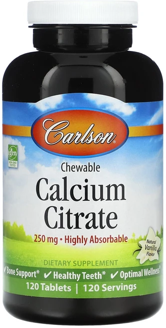 Carlson 츄어블 칼슘 바닐라 250 mg 120 정, 1개, 120정 - 쿠팡