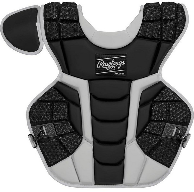 Rawlings | MACH Catcher's 가슴 보호대 | 야구 | 성인용 | 블랙/화이트, 성인 - 43.2cm(17인치), 1개
