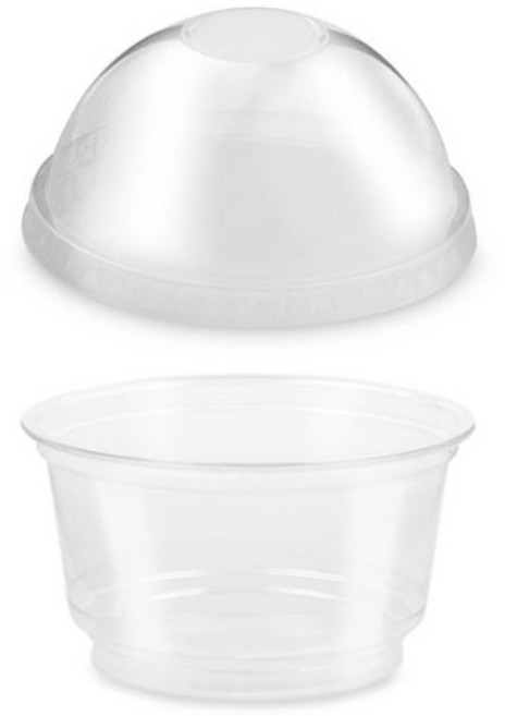 엠엔피 일회용 투명 과일컵 디저트 샐러드 포장용기 7온스 돔뚜껑, 1개, 100세트