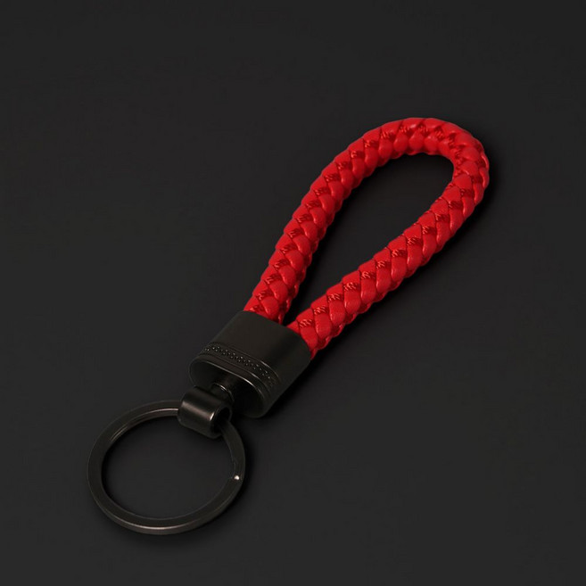 일리마 클래식 가죽 자동차 키링 키홀더, 1개, 브라이트 레드