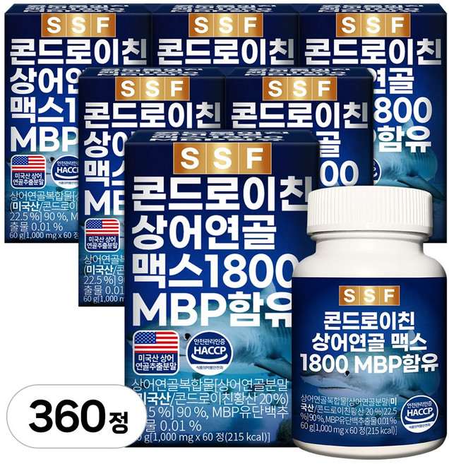 순수식품 콘드로이친 상어연골 맥스 1800 MBP함유, 6개, 60정