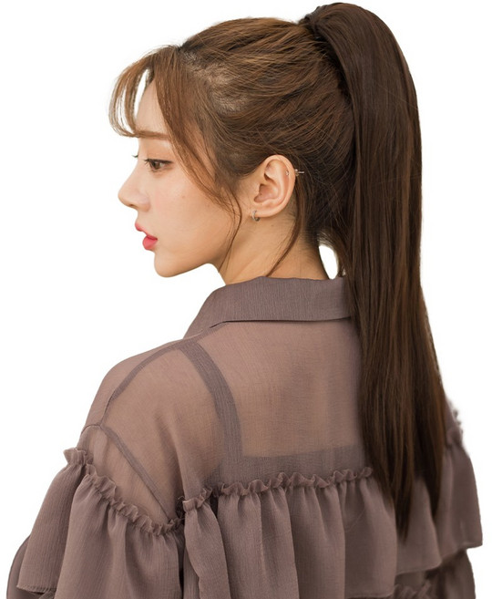 프리티레이디 포니테일 집게 가발 긴 생머리 올림 묶음 머리 부분가발 샤베트스트레이트, 30.라이트브라운, 1개