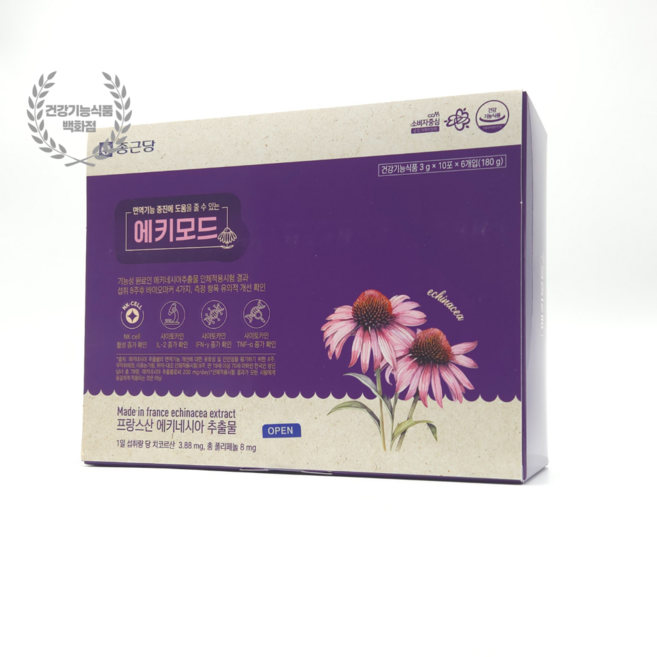 에키네시아 면역보충 치코르산 폴리페놀 면역력 영양제 에키나시아 종근당 에키모드 60포 1개, 60회분